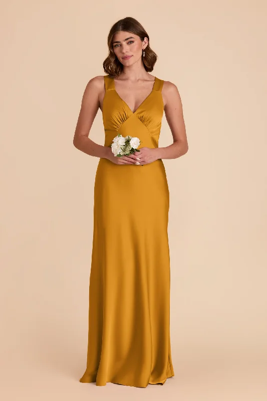 Veronica Matte Satin Dress - Butterscotch