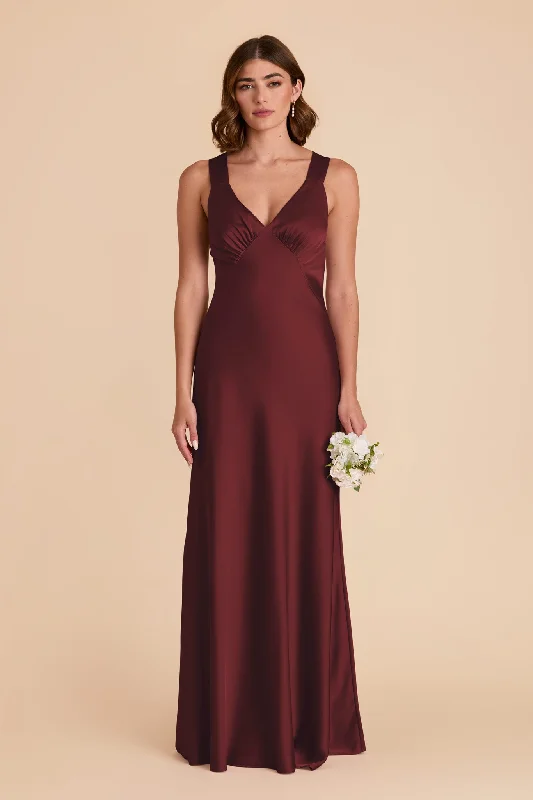 Veronica Matte Satin Dress - Cabernet