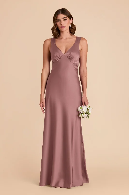 Veronica Matte Satin Dress - Dark Mauve