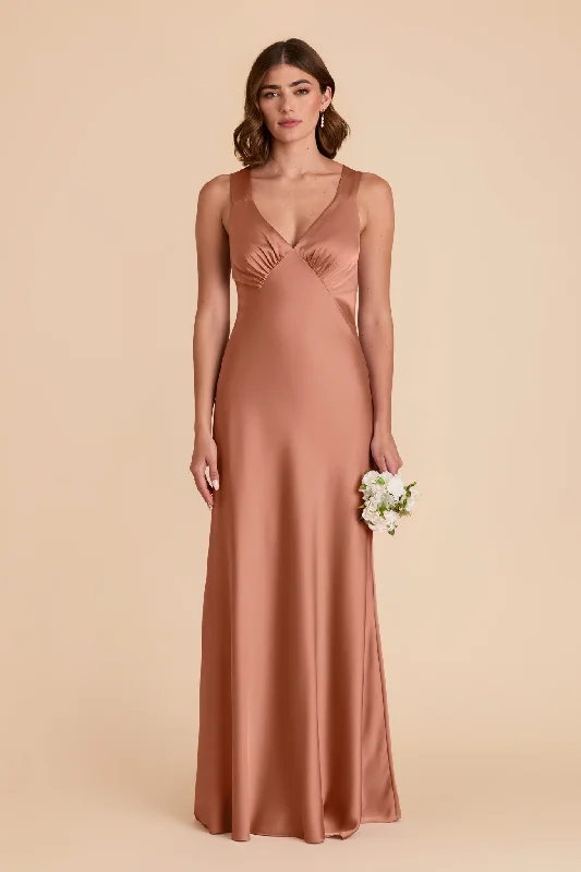 Veronica Matte Satin Dress - Desert Rose