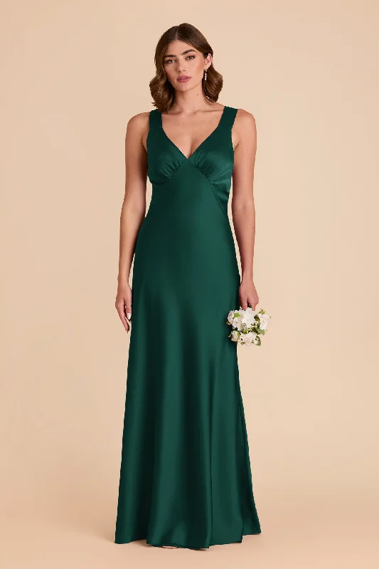 Veronica Matte Satin Dress - Emerald