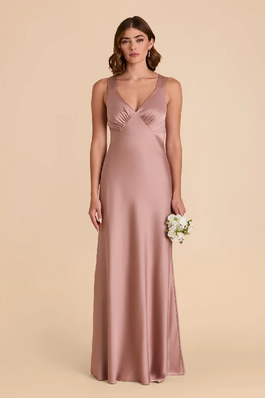 Veronica Matte Satin Dress - English Rose