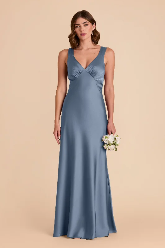 Veronica Matte Satin Dress - French Blue