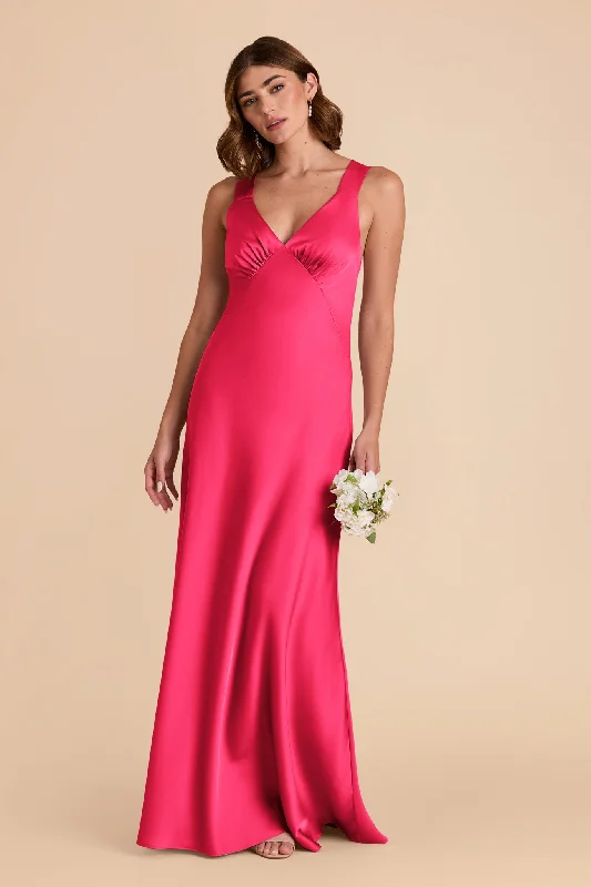 Veronica Matte Satin Dress - Fuchsia