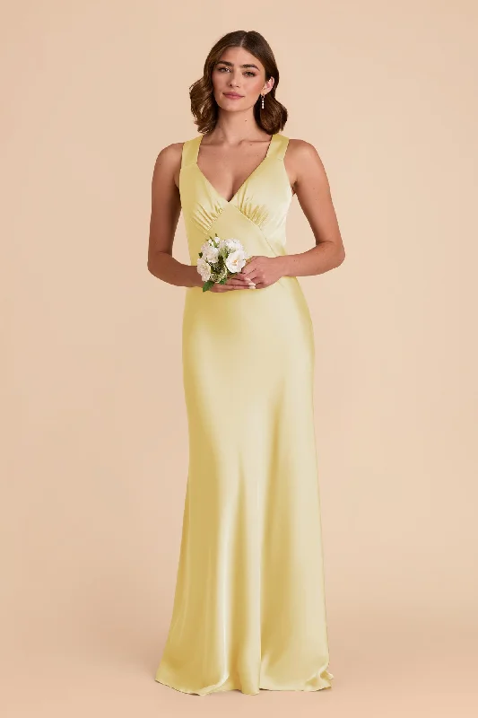 Veronica Matte Satin Dress - Lemon Sorbet