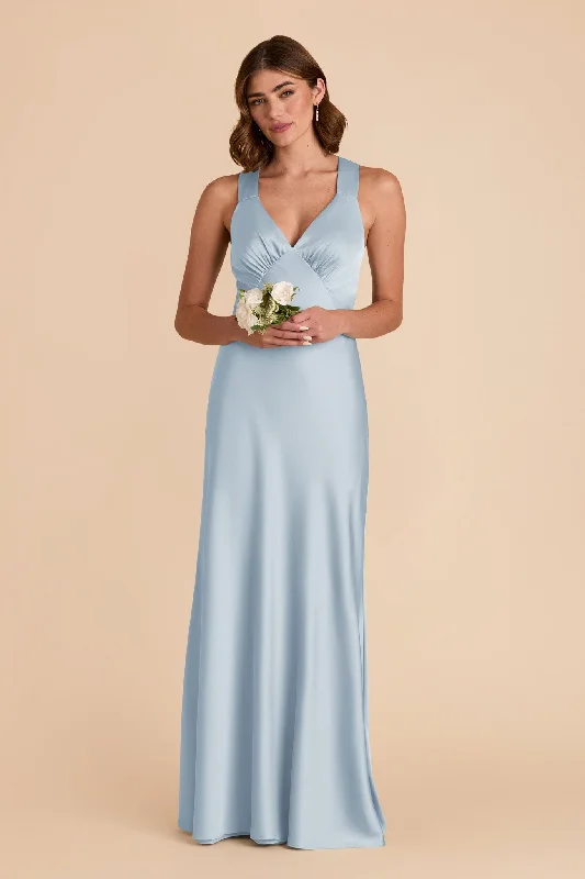 Veronica Matte Satin Dress - Mist Blue