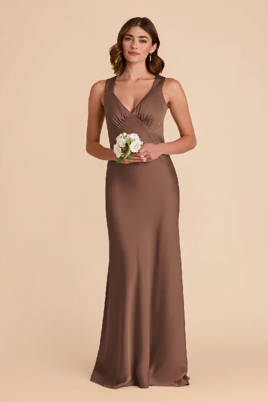 Veronica Matte Satin Dress - Mocha