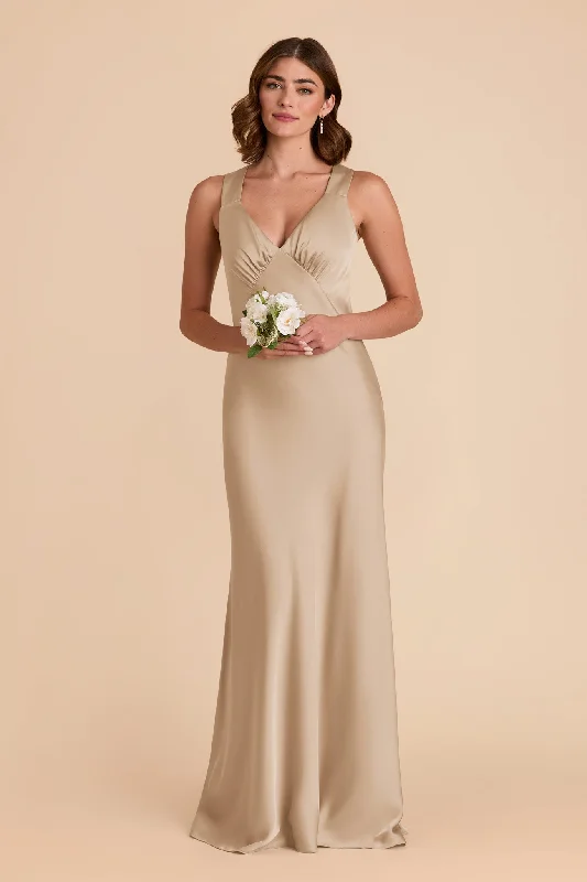 Veronica Matte Satin Dress - Neutral Champagne