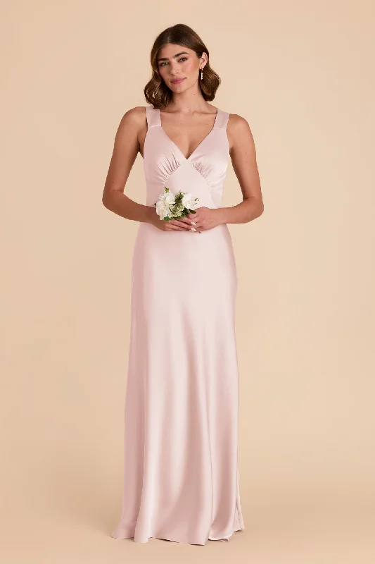 Veronica Matte Satin Dress - Pale Blush