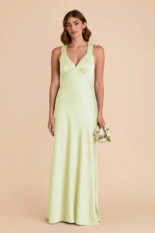 Veronica Matte Satin Dress - Pale Pistachio