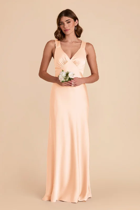 Veronica Matte Satin Dress - Peach Cream