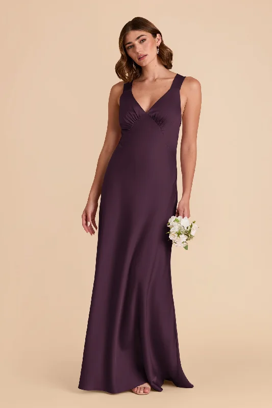 Veronica Matte Satin Dress - Plum