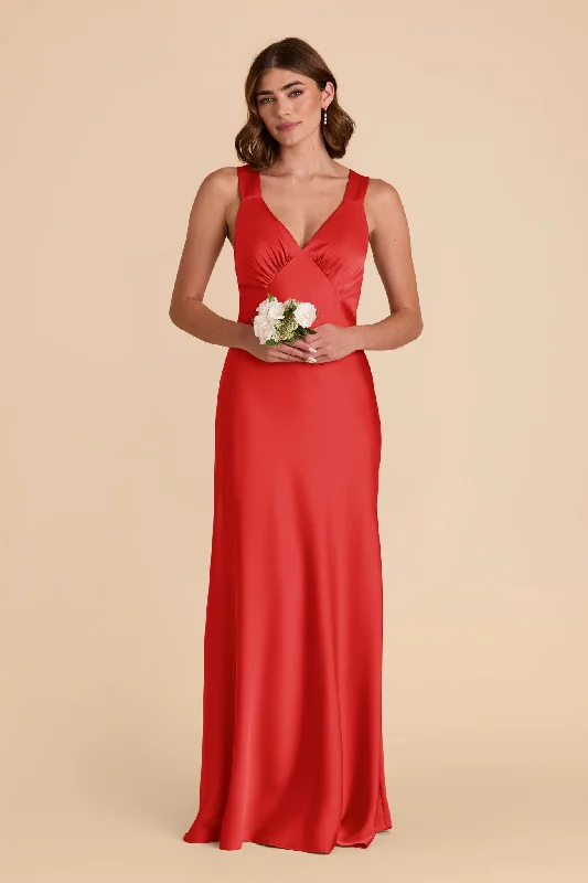 Veronica Matte Satin Dress - Ruby Red