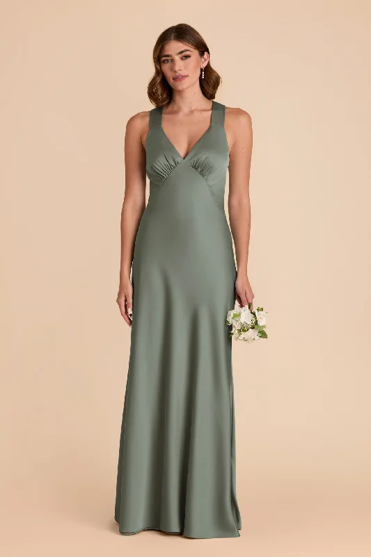 Veronica Matte Satin Dress - Sea Glass