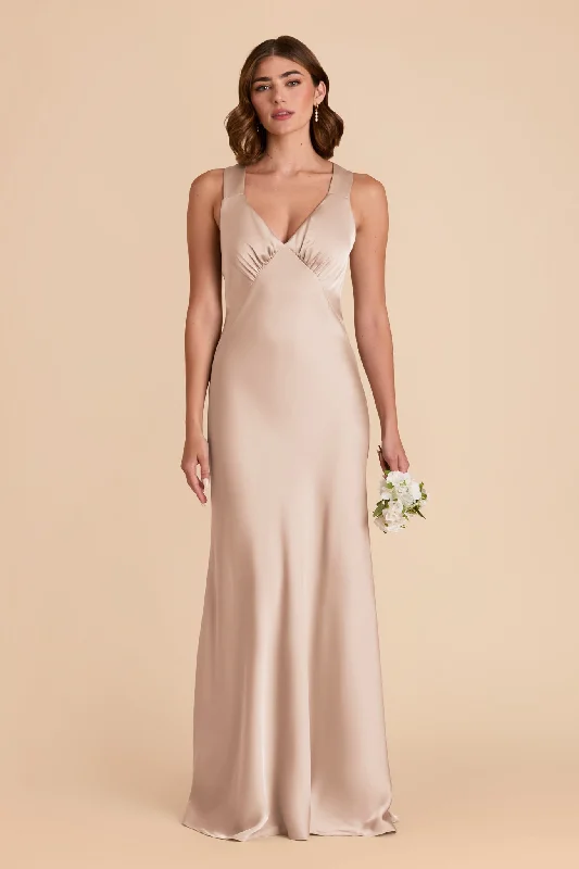 Veronica Matte Satin Dress - Taupe