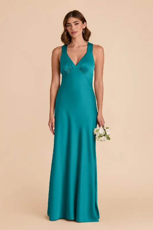 Veronica Matte Satin Dress - Teal