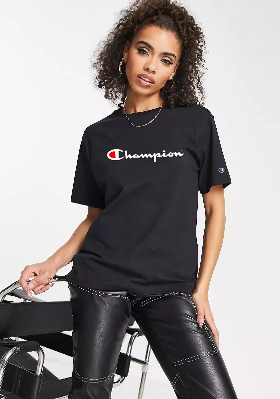 Champion Womens Script Short Sleeve Tee Black <BR> CVRGN BLK